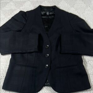 Kenneth Cole New York Plaid Collarless Blazer